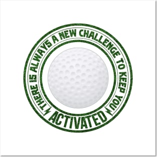 White golf ball with green grass saying text Posters and Art